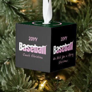 Baseball Abstract Swish - Verwend Meisjesachtige W Kubus Ornament