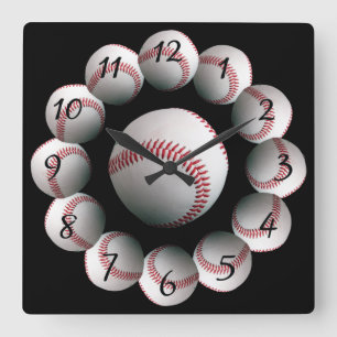 Baseball achtergrond horloge vierkante klok