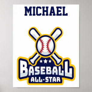 Baseball All Star Bal Knuppel Persoonlijke Baby T- Poster