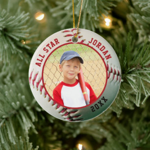 Baseball ALL STAR Name 2 Foto gepersonaliseerd Keramisch Ornament