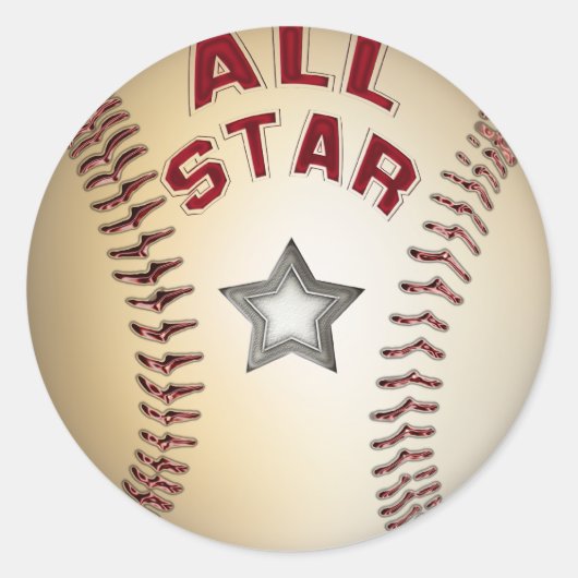 Baseball All Star Ronde Sticker (Voorkant)