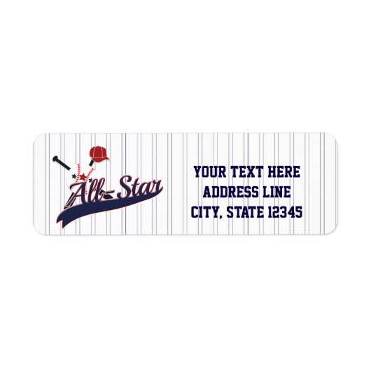 Baseball ALL-STAR Sports Invitation Labels (Voorkant)