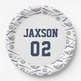  Baseball All Star Verjaardag Navy Papieren Bordje