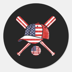 Baseball Amerikaanse Vlag Lax Pet Honkbalknuppel S Ronde Sticker