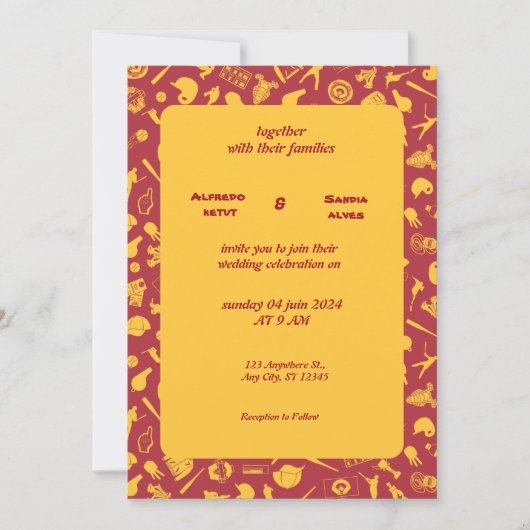 Baseball amour sport Thème Mariage Invitations (Devant)