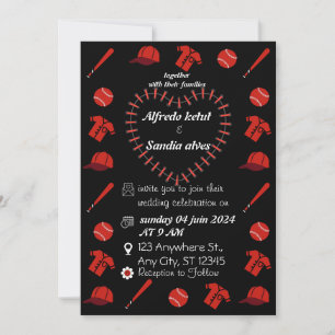 Baseball amour sport Thème Mariage Invitations