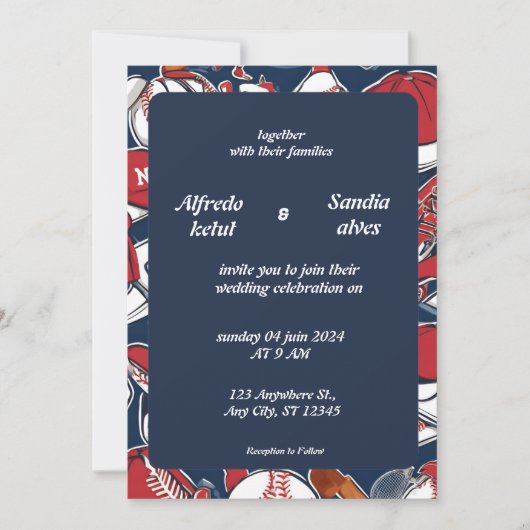 Baseball amour sport Thème Mariage Invitations (Devant)