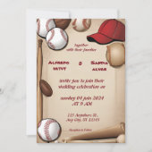 Baseball amour sport Thème Mariage Invitations (Devant)