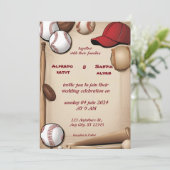 Baseball amour sport Thème Mariage Invitations (Debout devant)