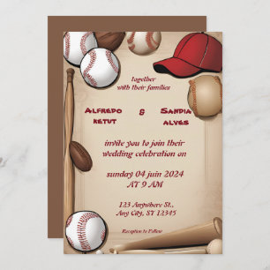 Baseball amour sport Thème Mariage Invitations
