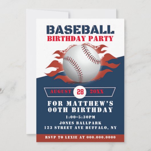 Baseball Anniversaire Fête Ajouter Invitations Pho (Devant)