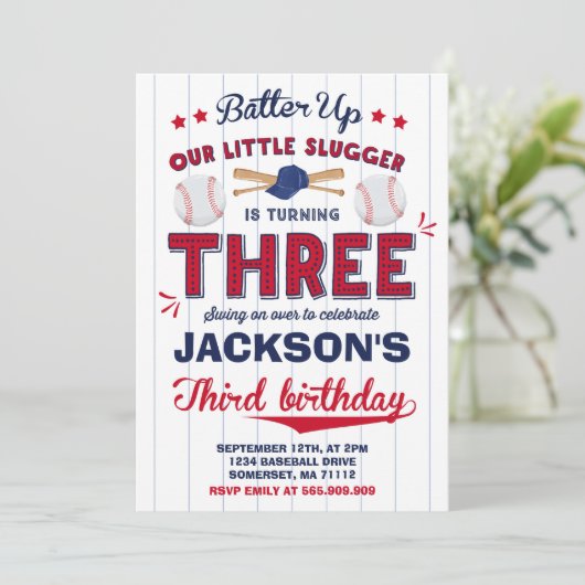 Baseball Anniversaire Invitation Baseball 3ème Ann (Debout devant)
