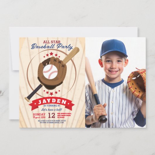 Baseball Anniversaire Sports Tous Star Invitation (Devant)