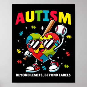Baseball Autisme Bewustzijn Kleurrijke Puzzel voor Poster