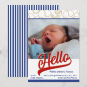 Baseball Baby geboorteaankondiging met foto Aankondiging (Voorkant / Achterkant)