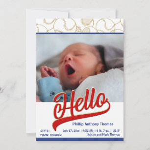 Baseball Baby geboorteaankondiging met foto Aankondiging