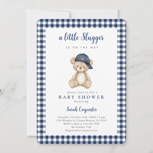Baseball Baby Shower Boy Invitation (Devant)