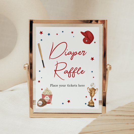 Baseball Baby shower Diaper Raffle Poster