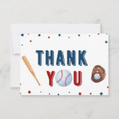 Baseball-Baby shower - Hartelijk dank Bedankkaart (Voorkant)