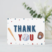 Baseball-Baby shower - Hartelijk dank Bedankkaart (Staand voorkant)