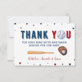 Baseball-Baby shower - Hartelijk dank Bedankkaart (Achterkant)