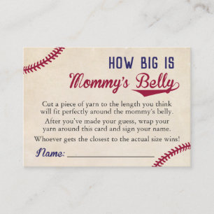 Baseball Baby shower Hoe groot is mama's Belly? Contactkaartje