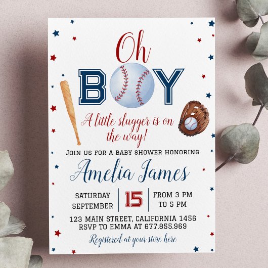 Baseball Baby shower Invitation Little Slugger Kaart