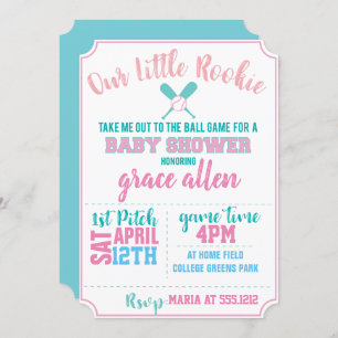 BASEBALL BABY SHOWER INVITE KAART