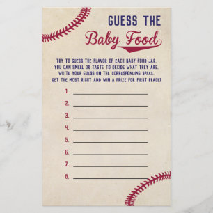 Baseball-Baby shower raad het Baby Food Game Flyer
