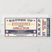  Baseball Baby shower Ticket Invitation Kaart (Voorkant)