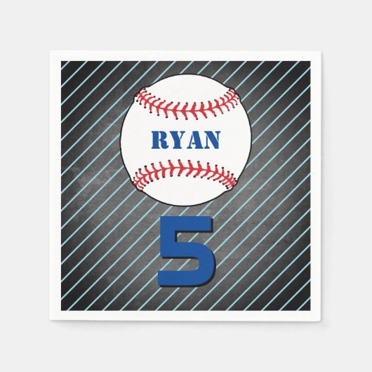 Baseball Ball Birthday Persoonlijke Kinder Partij Servet (Voorkant)