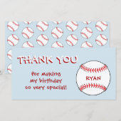 Baseball Ball Blue Birthday Boy Carte de remerciem (Devant / Derrière)