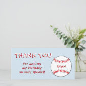 Baseball Ball Blue Birthday Boy Carte de remerciem (Debout devant)