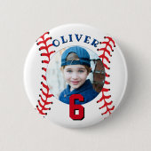 Baseball Ball kinderen Birthday Foto Ronde Button 5,7 Cm (Voorkant)