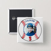 Baseball Ball kinderen Birthday Foto Vierkante Button 5,1 Cm (Voorkant /achterkant)