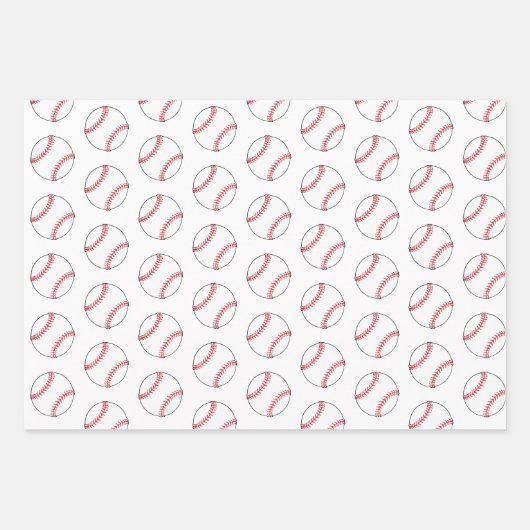 Baseball Ball Pattern Kinder naam Birthday Inpakpapier Vel (Voorkant 3)