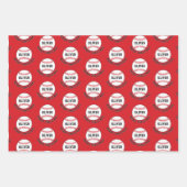 Baseball Ball Pattern Kinder naam Vrolijk Kerstfee Inpakpapier Vel (Voorkant 2)