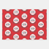 Baseball Ball Pattern Kinder naam Vrolijk Kerstfee Inpakpapier Vel (Voorkant)