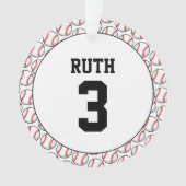 Baseball Ball Pattern Player Name Number Sports Ornament (voorkant)