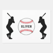 Baseball Ball Pattern Speler Kinder Naam Verjaarda Inpakpapier Vel (Voorkant)