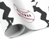 Baseball Ball Player Kinder naam Birthday Cadeaupapier (Rol Hoek)