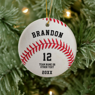 Baseball Ball Red Stitching Foto gepersonaliseerd Keramisch Ornament