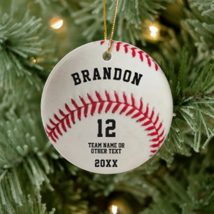 Baseball Ball Red Stitching Foto gepersonaliseerd Keramisch Ornament