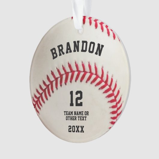 Baseball Ball Red Stitching Photo Personated Cer Ornament (voorkant)