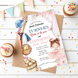 Baseball & Ballerina Birthday Invitation | Rookie