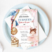 Baseball & Ballerina Birthday Invitation | Rookie Kaart