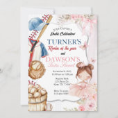 Baseball & Ballerina Birthday Invitation | Rookie Kaart (Voorkant)