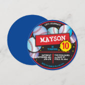 BASEBALL BALLES BLEU Anniversaire Invitation (Devant / Derrière)