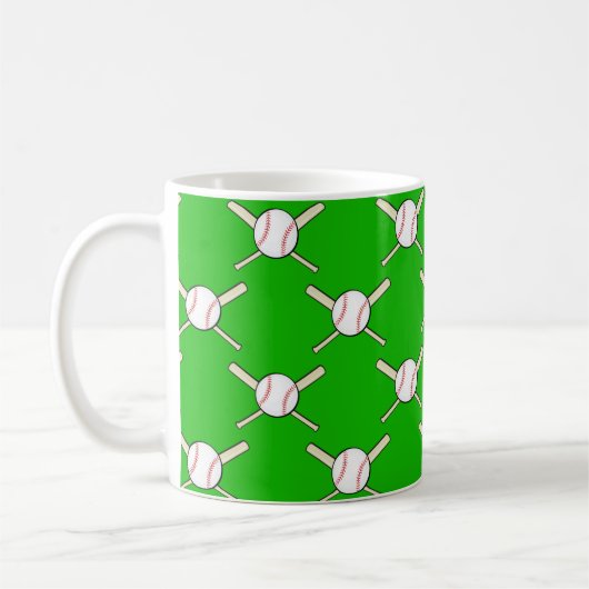 Baseball - Balls & Bats Seamless Pattern Koffiemok (Links)