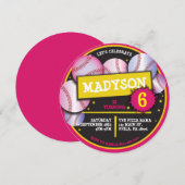 BASEBALL BALLS ROSE Anniversaire Fête Invitation (Devant / Derrière)